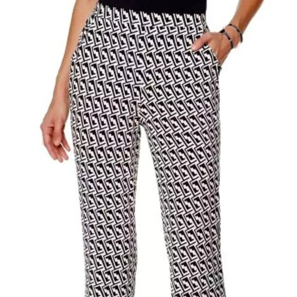 NIKKI By NIKKI POULOS Geometric Black/Creme "Marta" Printed Pants SZ L**NEW! - Picture 2 of 3